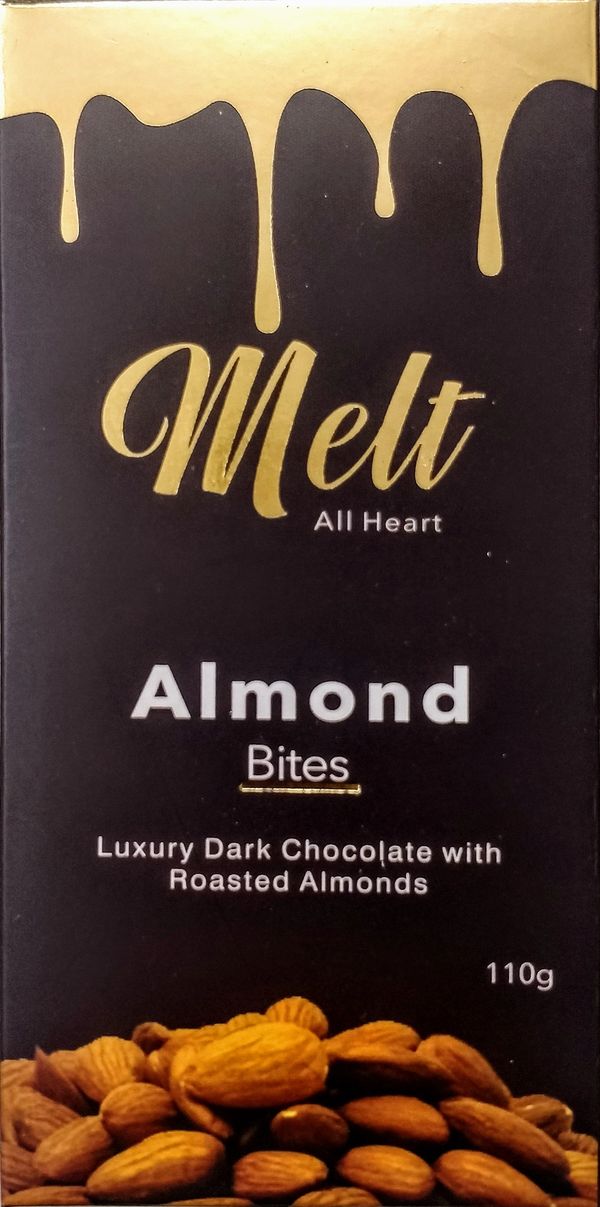 Melt Chocolate - Dark Almond Bites
Roasted Almond coated with Luxury Dark Chocolate.