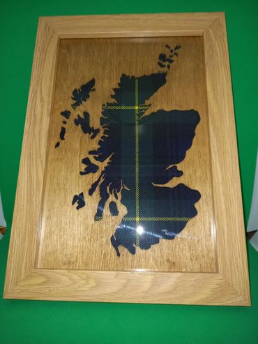 Custom Clan Gordon backdrop to outline of Scotland (roughly A4 size)