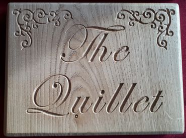 22cm x 18cm Oak
House name with scroll V carved