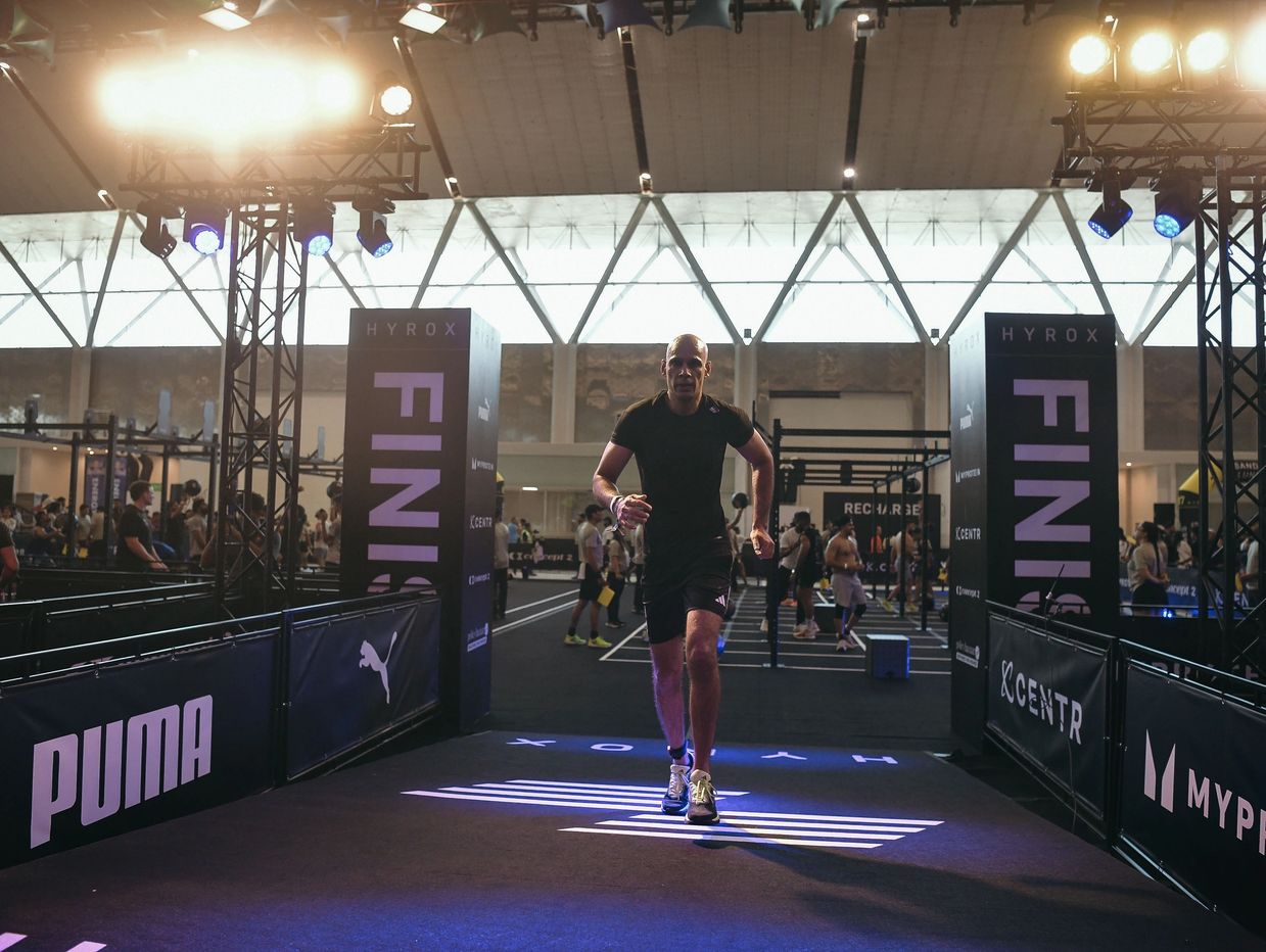 Manish Yadav reaching at finish line of the race event.