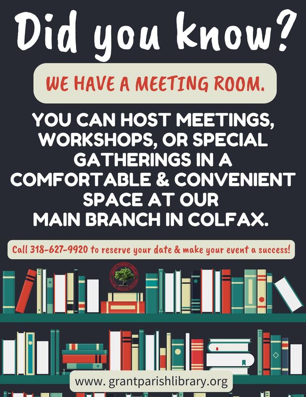 Library offers a meeting room for events at its main Colfax branch.
