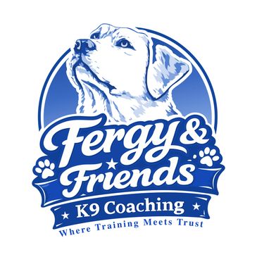 Logo featuring a dog and the text 'Fergy &amp; Friends K9 Coaching'.