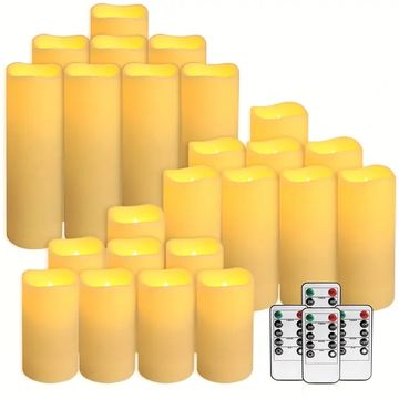 Flameless pilar candles different sizes with remote control