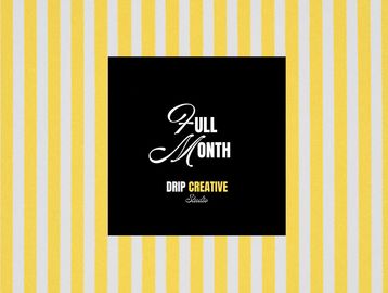 Typography design with 'Full Month' and 'Drip Creative Studio'.