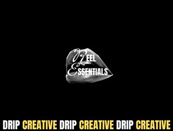 Black and white lips with the text "Drip Creative Drip Creative Drip Creative"