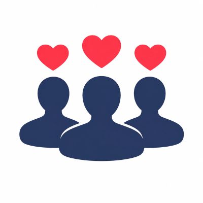 Three people with hearts above their heads.