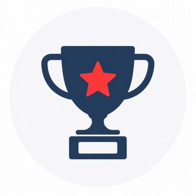 Trophy icon with a red star.