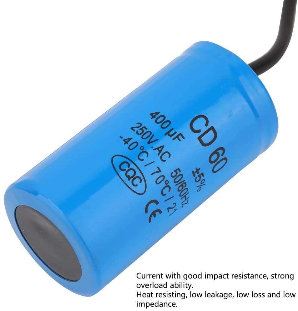 CD60 Run Capacitor with Wire Lead, 250V AC 400uF 50/60Hz Motor Start ...