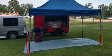 Our outdoor puppet show wagon setup.