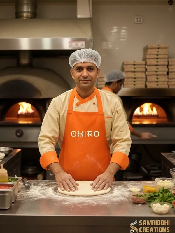 Chef wearing his personalized Chef Coat and kitchen apron
