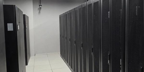 A data center with server racks.