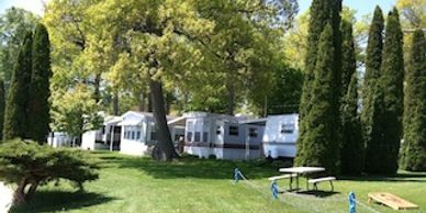campground, trailers, lakeside, shore