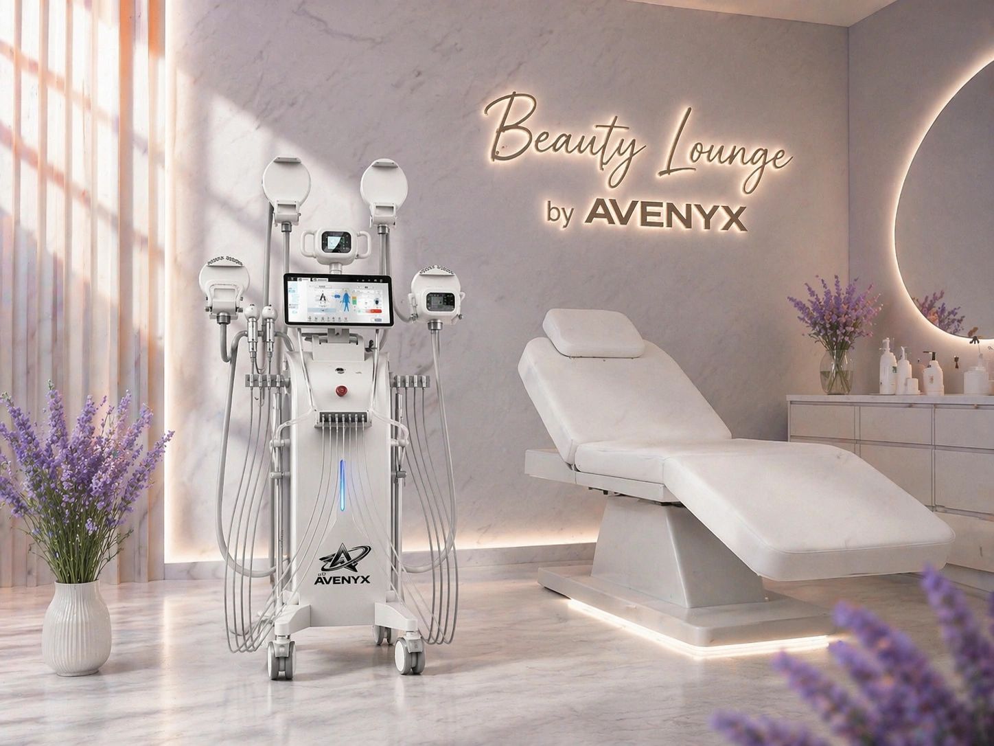 Modern beauty lounge with advanced equipment and relaxing chair.