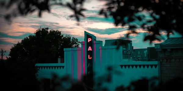 PAL storefront at sunset