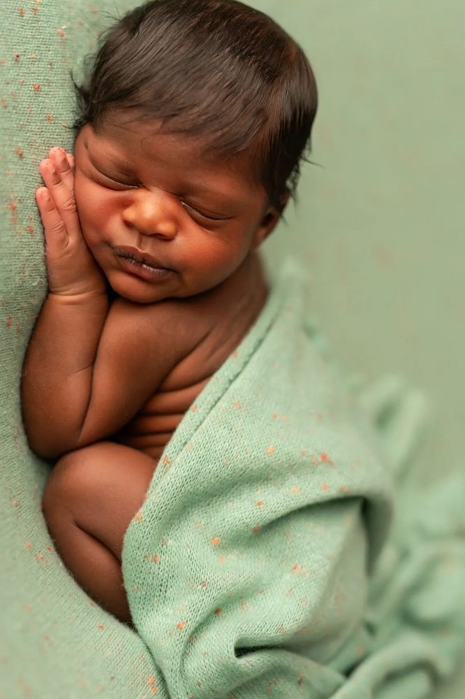 Newborn baby posed during photoshoot