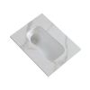 White ergonomic mouse on a grey surface.