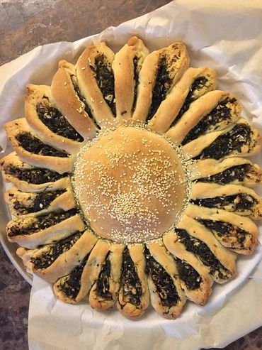 Kiki's Spinach Pie Sunflower shape