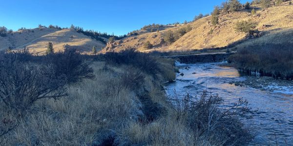 Colorado foothills and stream near historic family land maintained by Mountain Man Electric