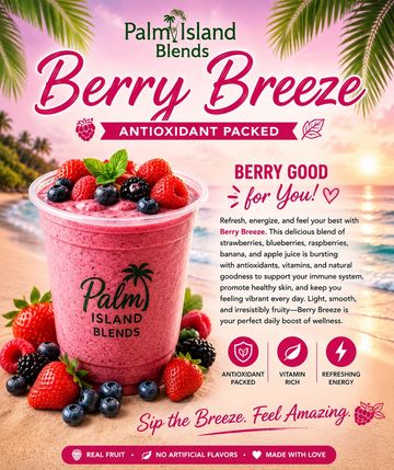 Treat yourself to a burst of berry goodness with Berry Breeze, a vibrant smoothie overflowing with s