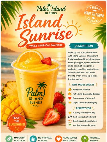 Start your day with a taste of paradise. Island Sunrise is a bright and refreshing tropical smoothie