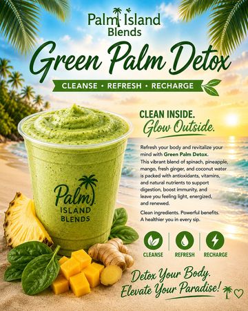 Refresh your body and awaken your senses with Green Palm Detox, a vibrant tropical blend crafted to 