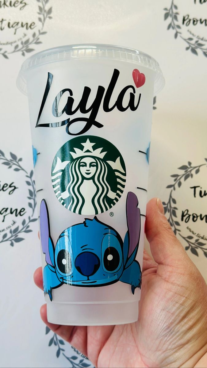 Stitch hearts Starbucks cold cup