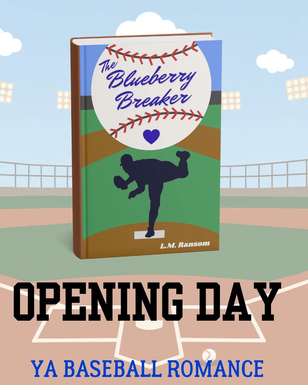 Book cover for a YA baseball romance titled 'The Blueberry Breaker'.