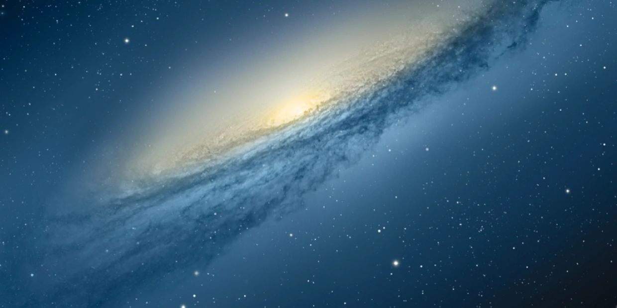Spiral galaxy glowing in deep space.