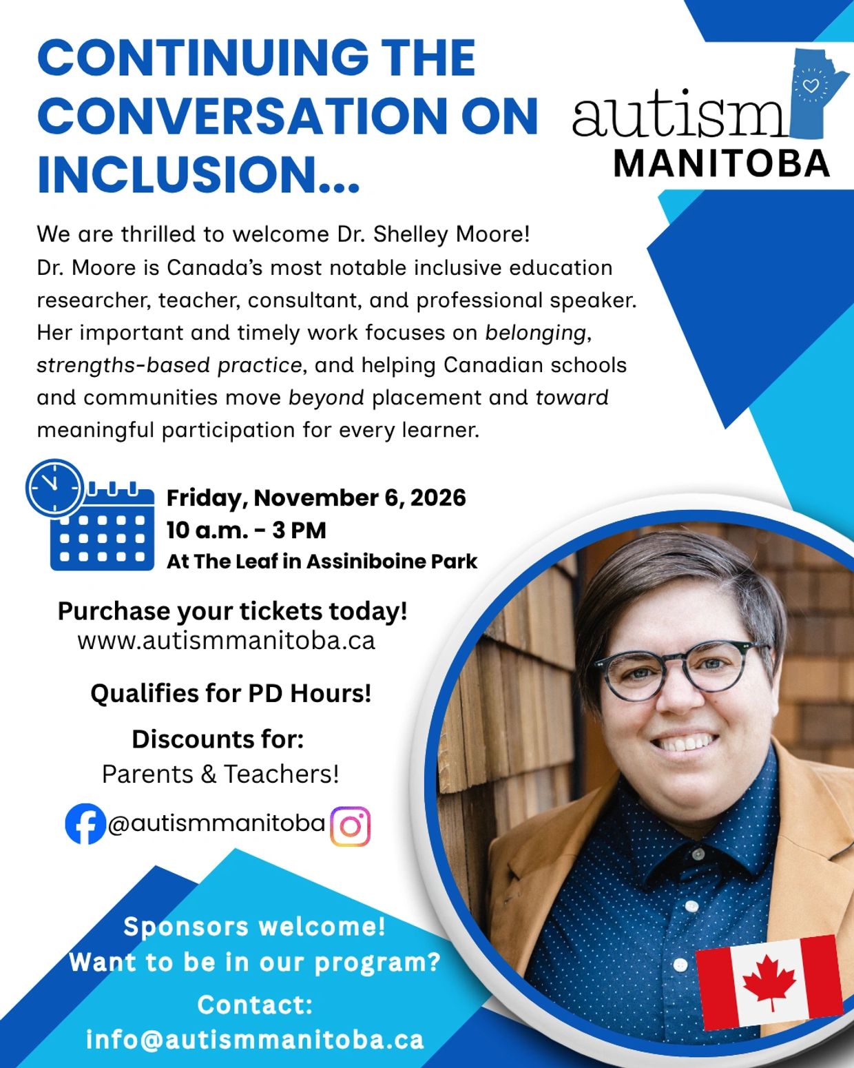Event on inclusion with Dr. Shelley Moore hosted by Autism Manitoba.