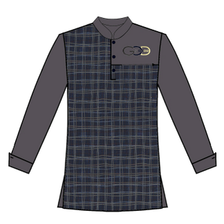 168-Navy Wavely Print with Gray Print