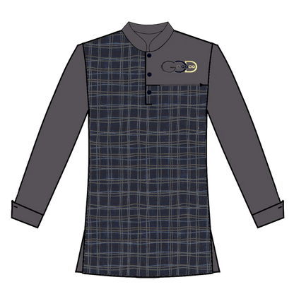 168-Navy Wavely Print with Gray Print