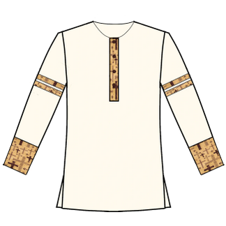 171-Off White with Cross Print Trim