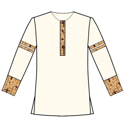 171-Off White with Cross Print Trim