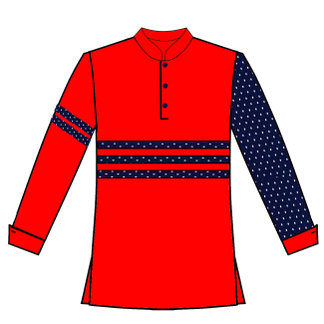 173-Red with Navy Polka Dot Trim