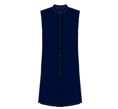 402-Long Button Front Vest with Pleat and Collar - Image 2