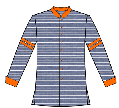 209-Print with 2  Stripes each Sleeve