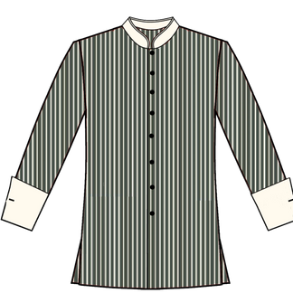 223-Dark Gray Stripe with Off White Collar and Cuffs