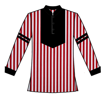 147- Red Wide Stripe with Solid Yoke Cuffs Collar and Stripes