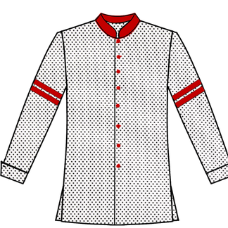 217-White with Black Dots -Red Collar and Stripes