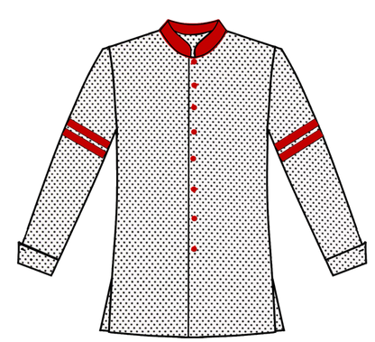 217-White with Black Dots -Red Collar and Stripes