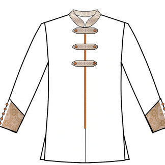520-Brocade and Polyester Zipper Front