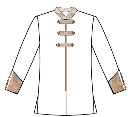 520-Brocade and Polyester Zipper Front