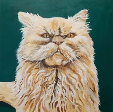 a painting of an angry cat
