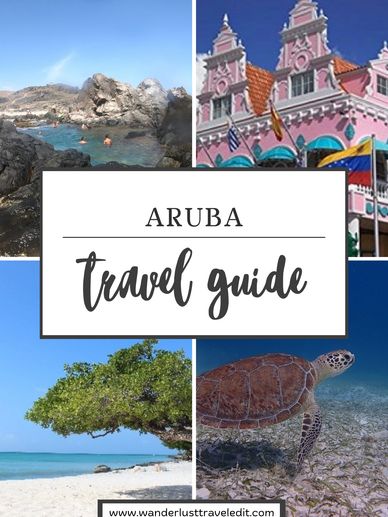 Aruba travel guide with beaches, architecture, and marine life.
