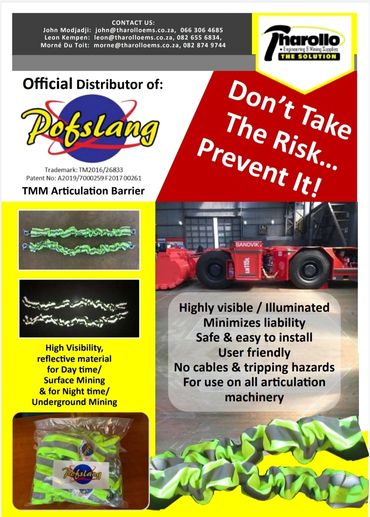 Safety product advertisement for TMM Articulation Barrier by Pofslang.