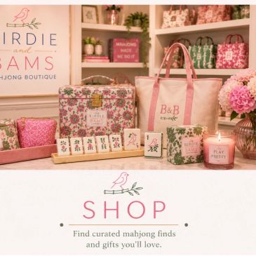Curated mahjong-themed gifts and accessories display.