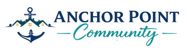 Logo of Anchor Point Community with anchor and waves design.