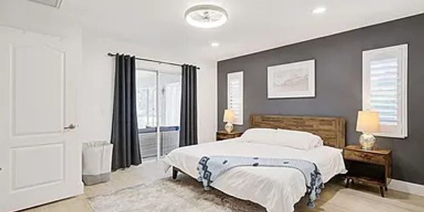 pic of interior bedroom with a feature wall