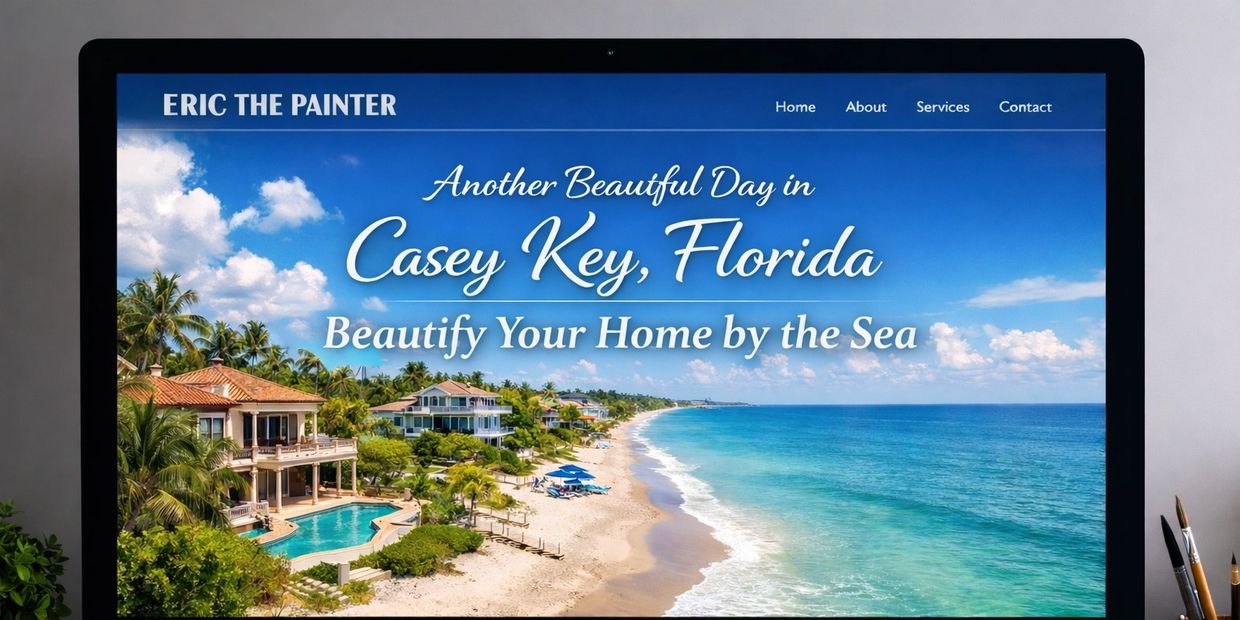 Website homepage promoting home beautification by the sea in Casey Key, Florida.