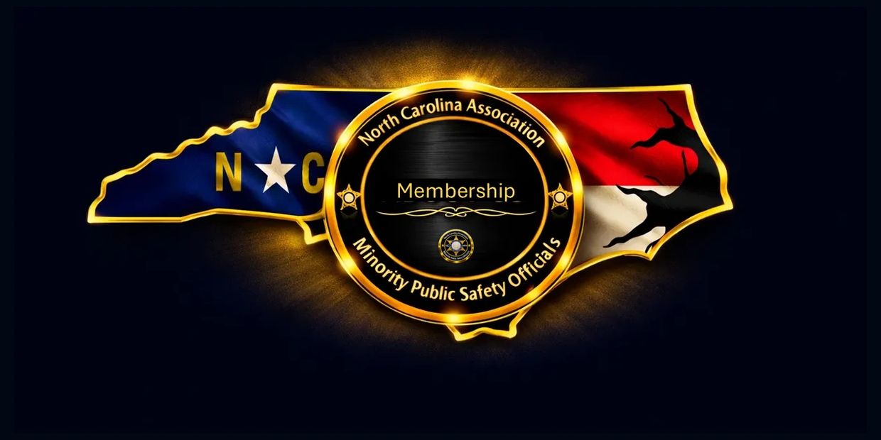 Glowing emblem of North Carolina Association of Minority Public Safety Officials membership.